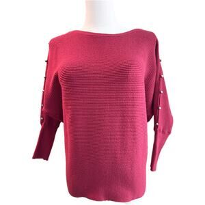 Jennifer Lopez Women’s Boat Neck Ribbed Dolman Sweater, Size XS, Burgundy